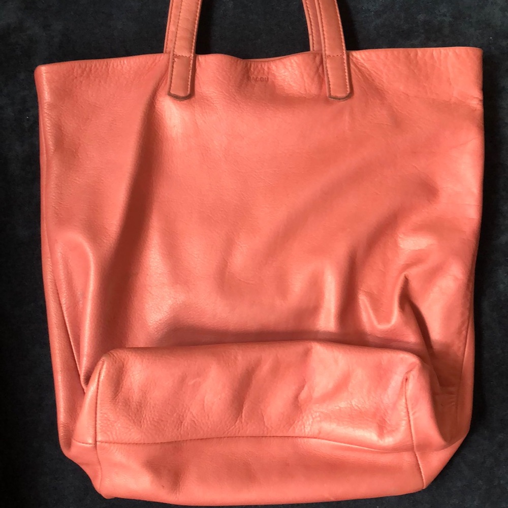 BAGGU large leather tote—Millennial pink